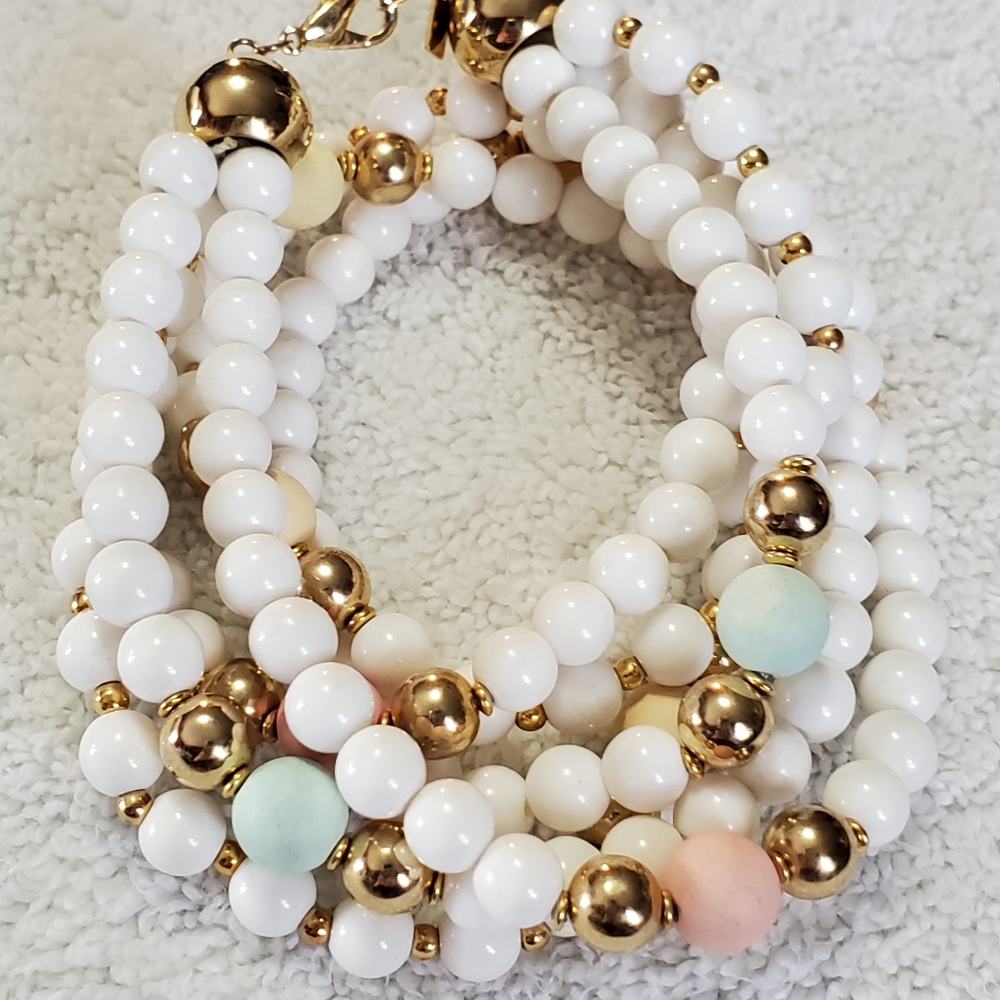 Vng "Alabaster" Goldtone Beaded Necklace